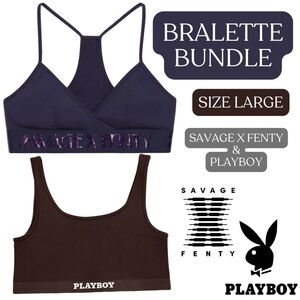 Savage X Fenty Playboy Bralette Bundle - Black and Brown